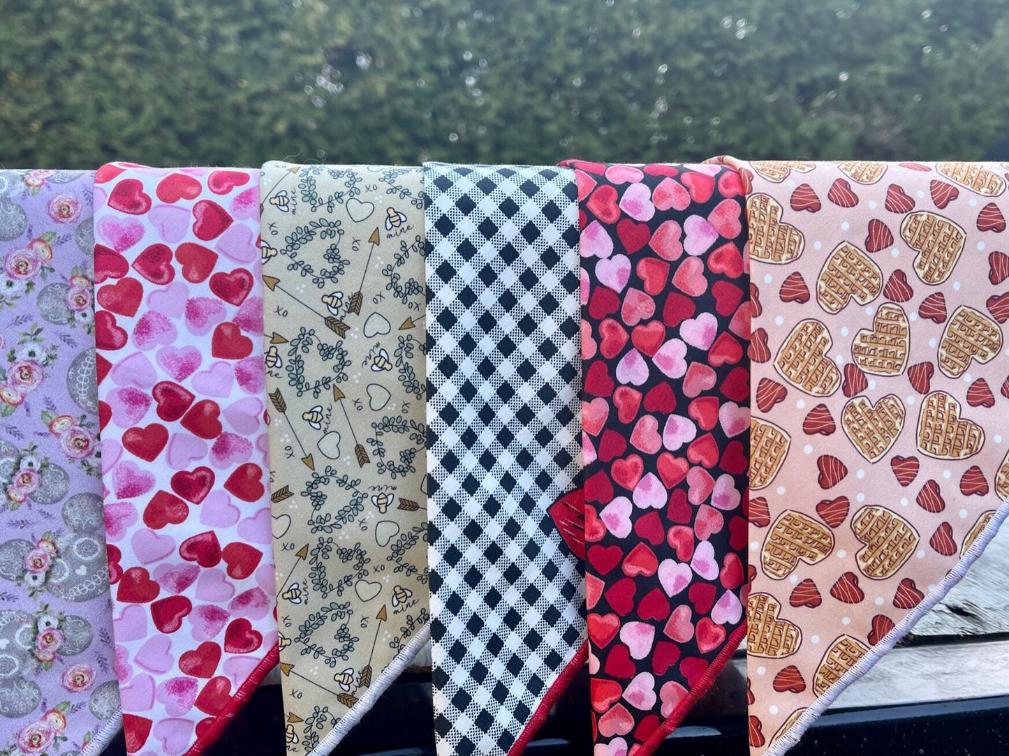Dog Bandana Valentines Day // Dog Bandana Gingham Heart // Red Heart // Black & White Gingham // Snap on Dog bandana // Heart Dog Bandana //