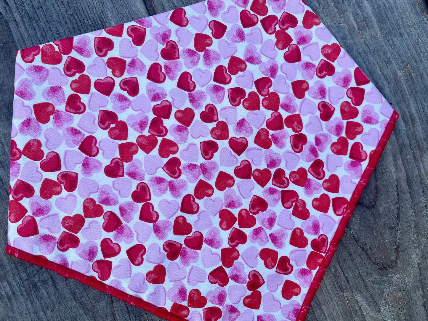 Dog Bandana Valentines Day // Dog Bandana Pink & Red Hearts // Valentines Collection // White Pink Red Hearts // Snap on Dog bandana //