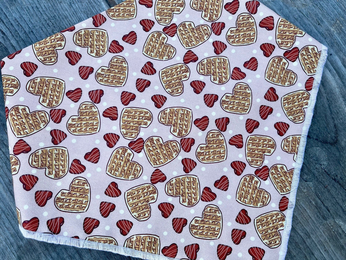 Dog Bandana Valentines Day // Dog Bandana Waffle & Bacon Hearts // Valentines Collection // Bacon Hearts // Snap on Dog bandana //