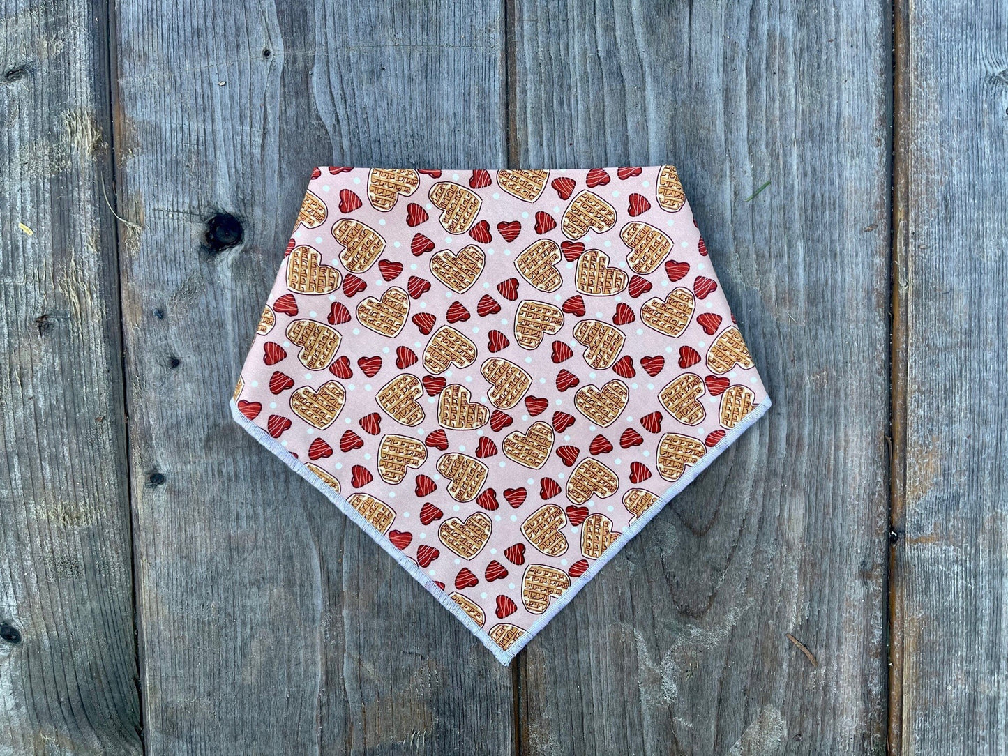 Dog Bandana Valentines Day // Dog Bandana Waffle & Bacon Hearts // Valentines Collection // Bacon Hearts // Snap on Dog bandana //