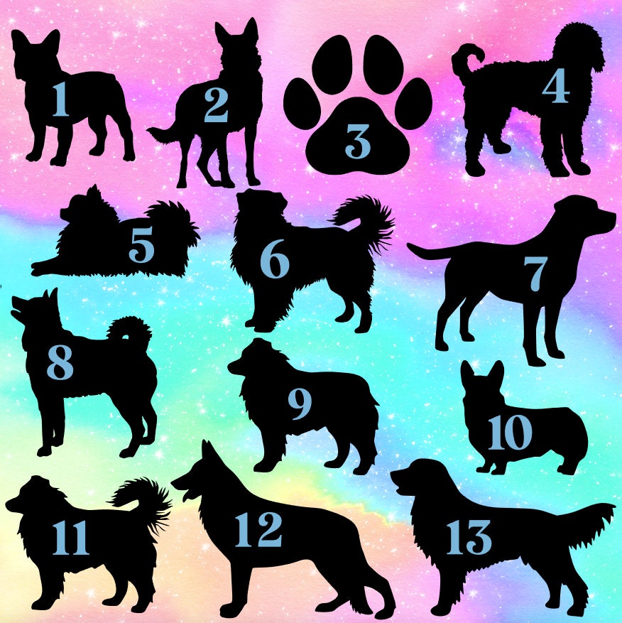 Custom Dog Silhouette Name Decal // Pet Name Car Sticker // Dog Silhouette Custom Name // Dog Silhouette