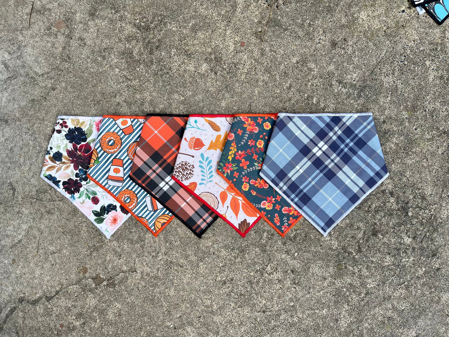 Pumpkin Plaid Dog Bandana // Fall Plaid Dog Bandana // October Autumn Dog Bandana // Snap on Dog Bandana