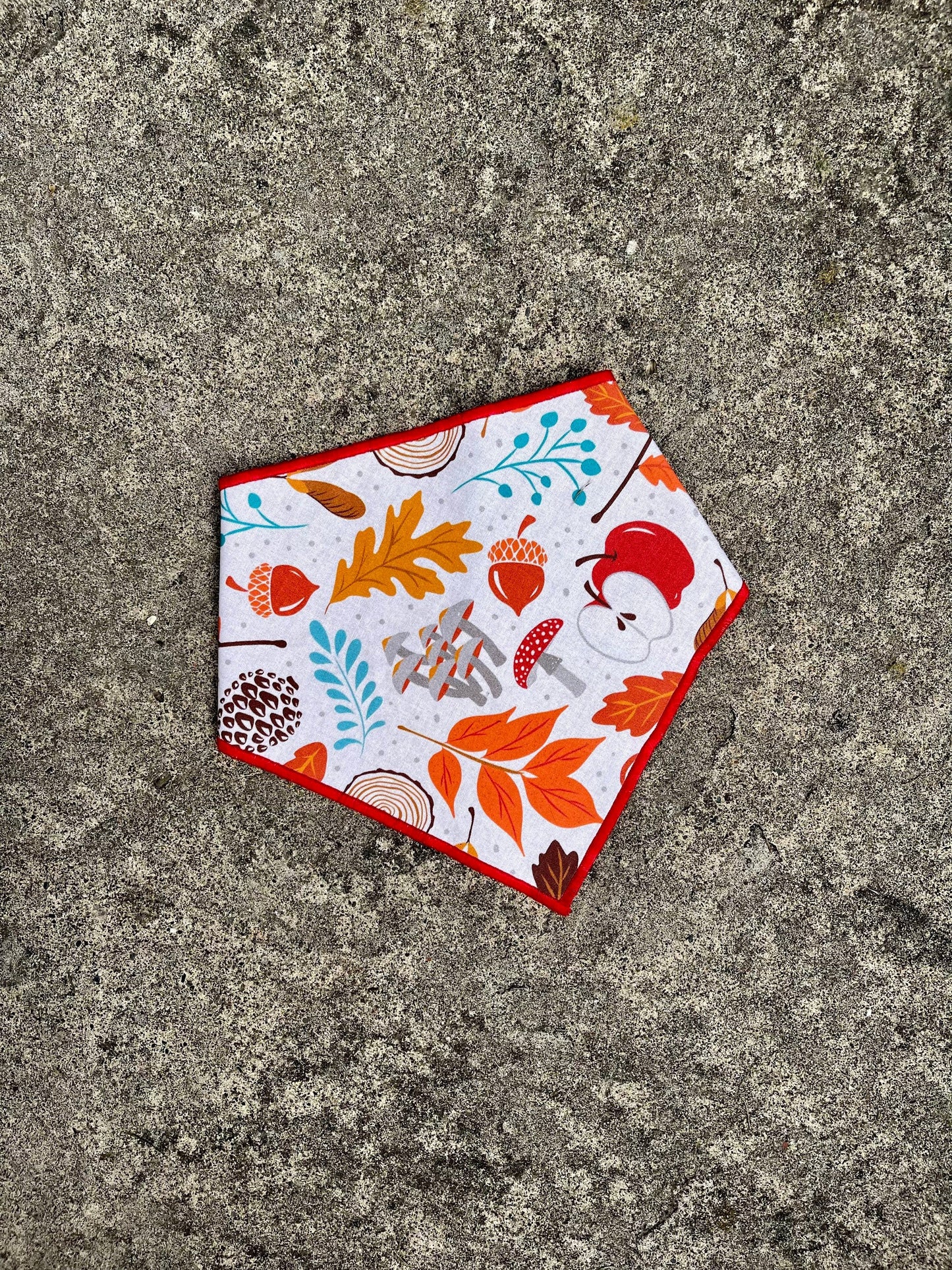 Fall Leaves and Mushrooms Dog Bandana // Autumn Woodlands Dog Bandana // October Autumn Dog Bandana // Snap on Dog Bandana