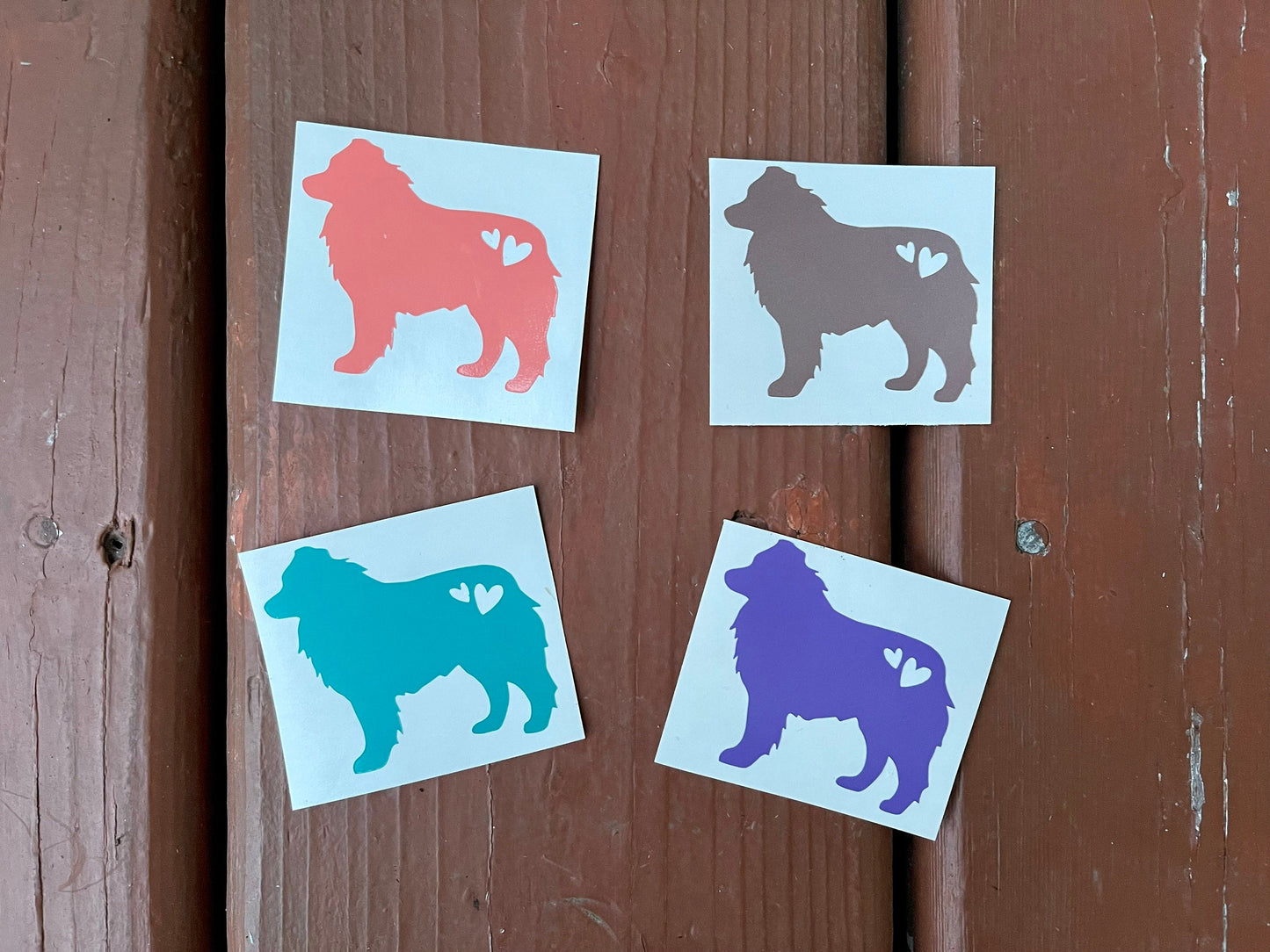 Mini Aussie Silhouette Decals // Aussie Shepherd Silhouette Car Sticker // Dog Silhouette Mini 4 Pack // Australian Shepherd Silhouette