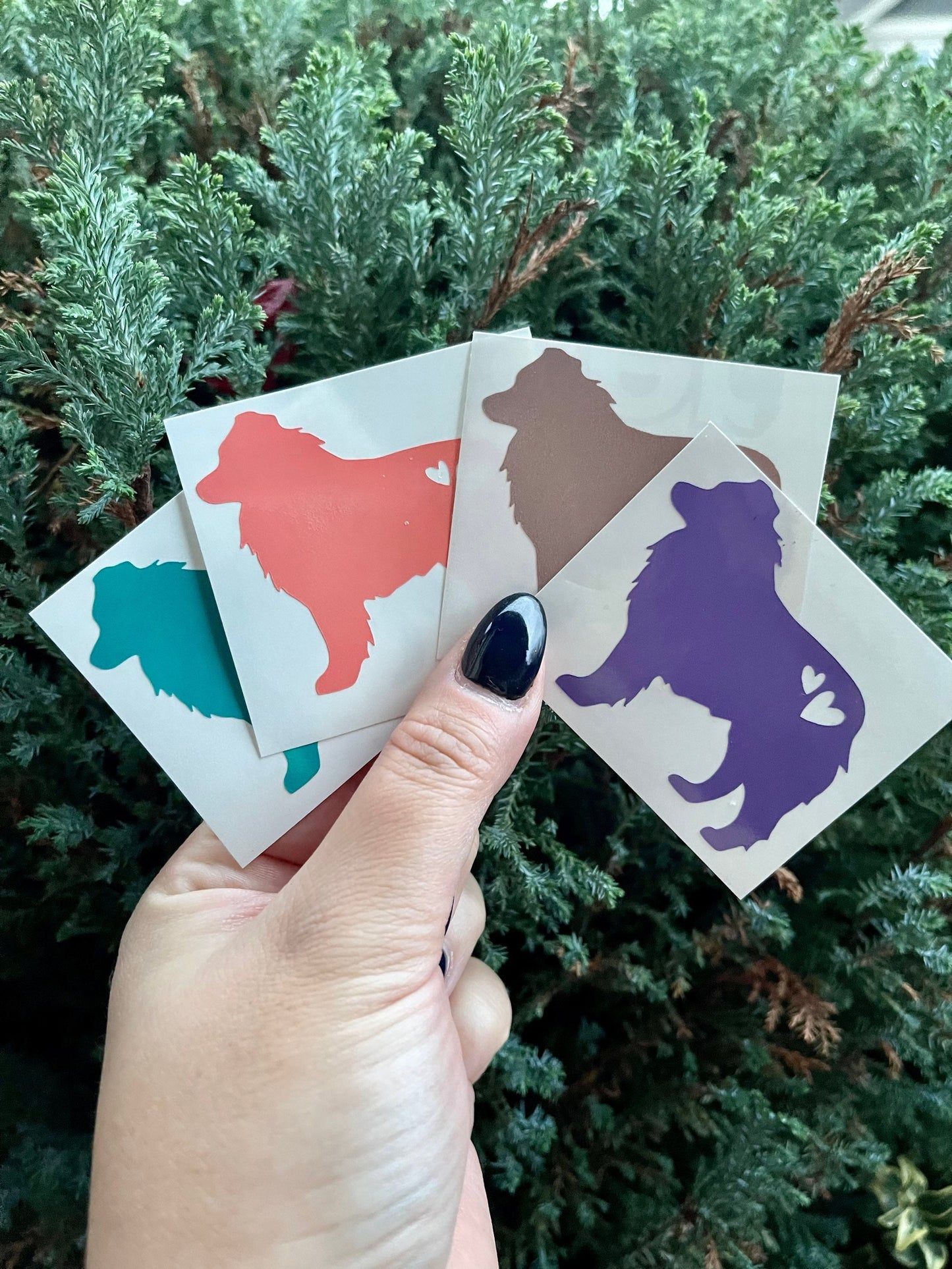 Mini Aussie Silhouette Decals // Aussie Shepherd Silhouette Car Sticker // Dog Silhouette Mini 4 Pack // Australian Shepherd Silhouette