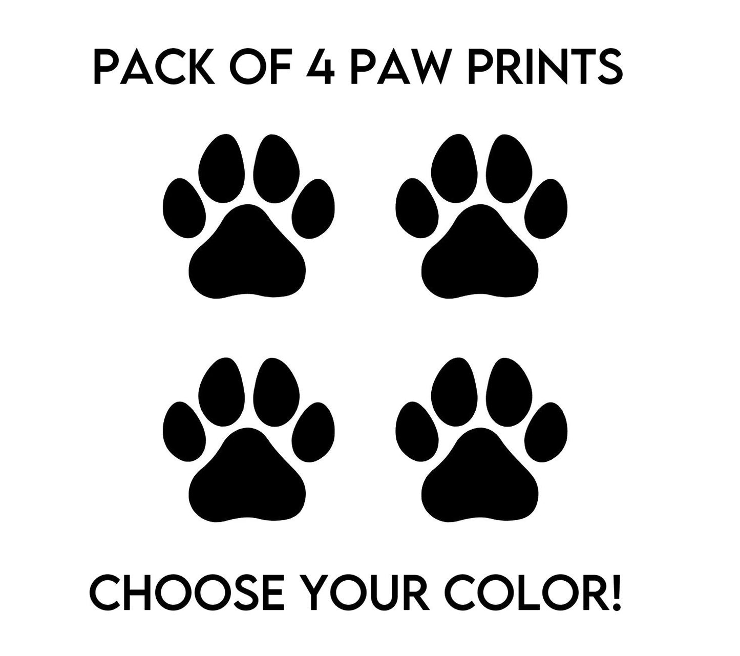 Paw Print Dog Decal - Pack of 4 Paw Print nature bumper sticker, dog mom, dog sticker, permanent decal/bumper sticker, cat paw print