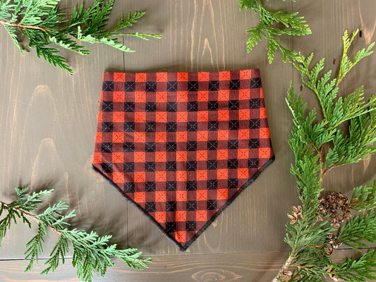 Dog Bandana Red Plaid // Lumberjack Plaid dog bandana // Red plaid bandana for dogs // Snap on dog bandana