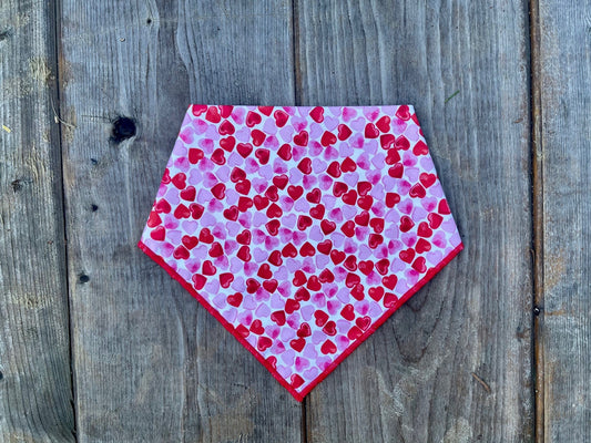 Dog Bandana Valentines Day // Dog Bandana Pink & Red Hearts // Valentines Collection // White Pink Red Hearts // Snap on Dog bandana //