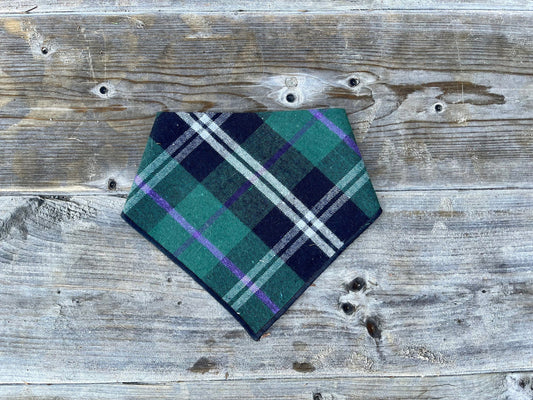 Dog Bandana Green Plaid // Flannel Plaid Dog Bandana // Irish Plaid Dog Bandana // Snap On Dog Bandana