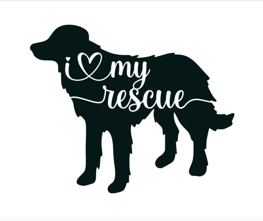 I love my rescue decal, Rescue Mom decal, I love my rescue bumper sticker, dog mom, dog sticker, permanent decal/bumper sticker