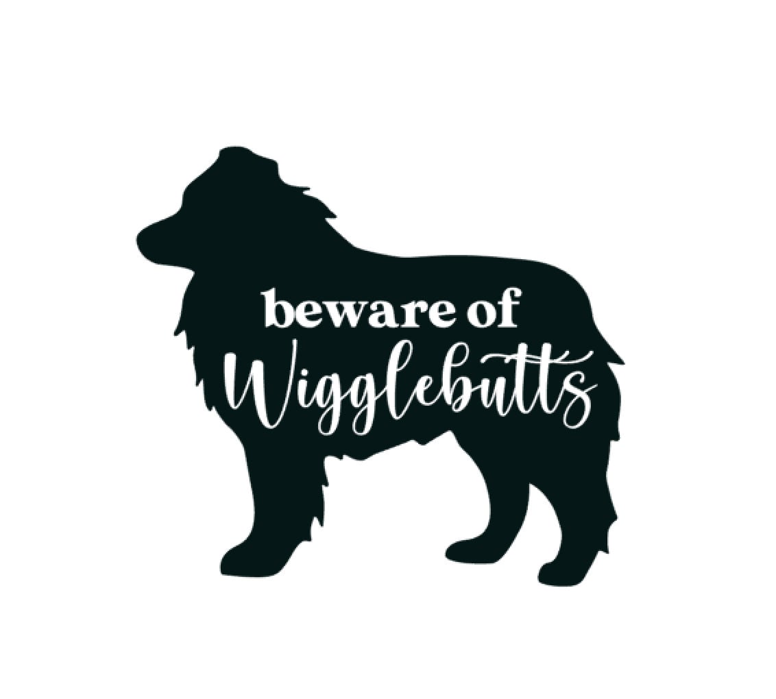 Aussie decal, Beware of Wigglebutts decal, Australian shepherd bumper sticker, dog mom, dog sticker, permanent decal/bumper sticker