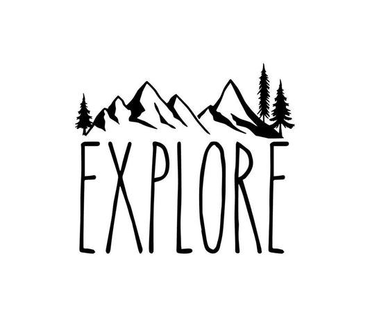 Explore camping decal, nature, mountain, tree camping bumper sticker, PNW sticker, permanent decal/bumper sticker, explore sticker