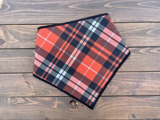 Pumpkin Plaid Dog Bandana // Fall Plaid Dog Bandana // October Autumn Dog Bandana // Snap on Dog Bandana