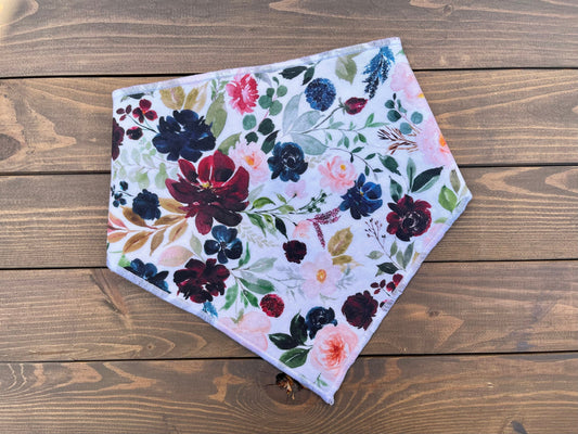 Fall Floral Dog Bandana // Autumn Flowers Dog Bandana // October Autumn Dog Bandana // Snap on Dog Bandana