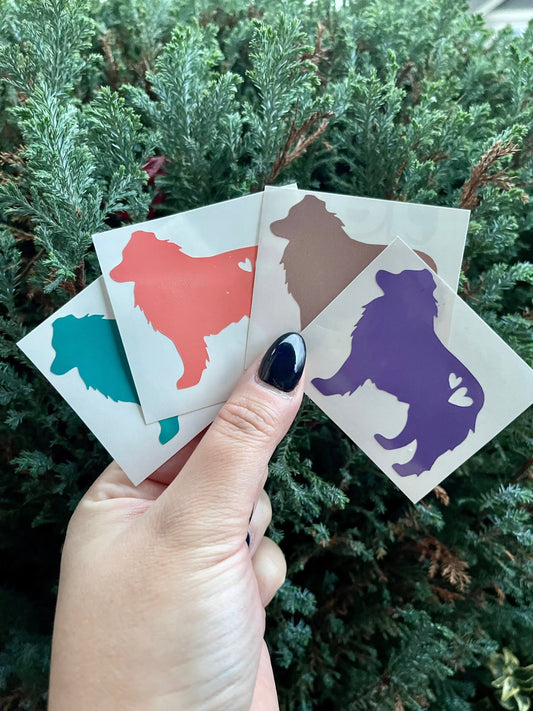 Mini Aussie Silhouette Decals // Aussie Shepherd Silhouette Car Sticker // Dog Silhouette Mini 4 Pack // Australian Shepherd Silhouette