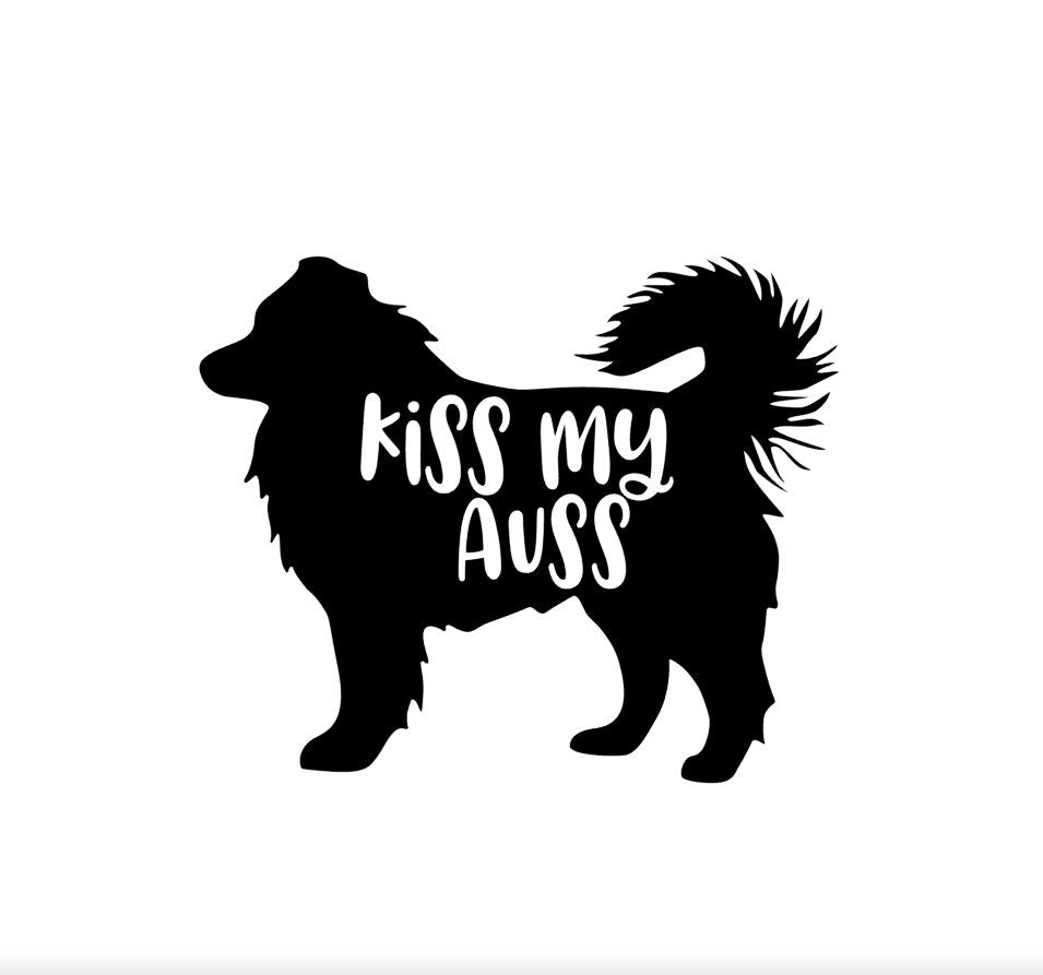 Kiss My Auss with Tail Decal // Australian Shepherd Bumper Sticker // Aussie Sticker/Decal // Kiss My Auss Sticker // Aussie Shepherd