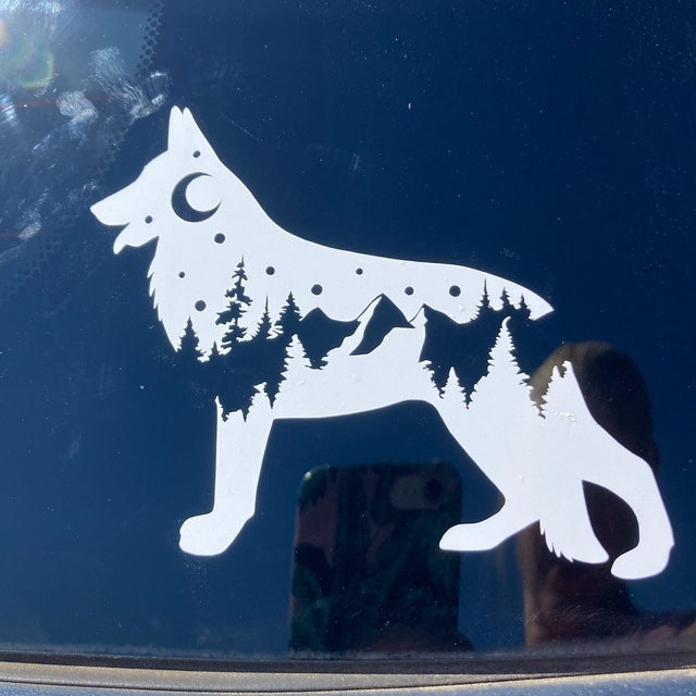 Adventure German Shepherd decal, Shepherd nature bumper sticker, dog sticker, permanent decal/bumper sticker, GSD decal, PNW
