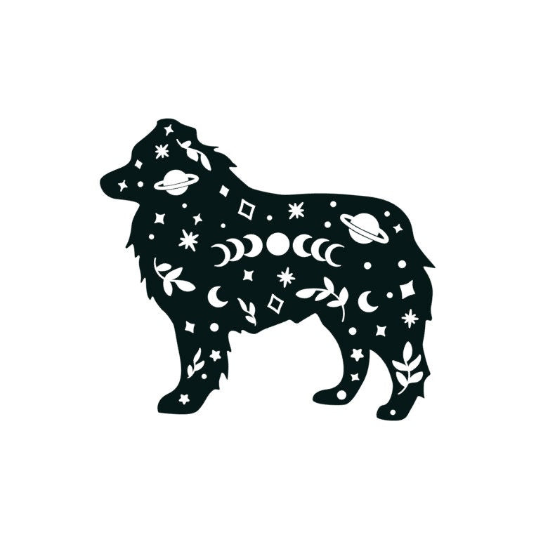 Mystical Outer Space Aussie decal, Aussie moon phases bumper sticker, dog sticker, decal/bumper sticker, Australian shepherd decal, PNW