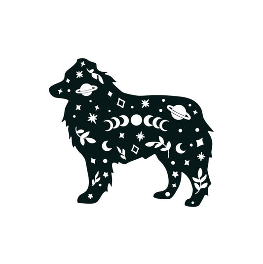 Mystical Outer Space Aussie decal, Aussie moon phases bumper sticker, dog sticker, decal/bumper sticker, Australian shepherd decal, PNW
