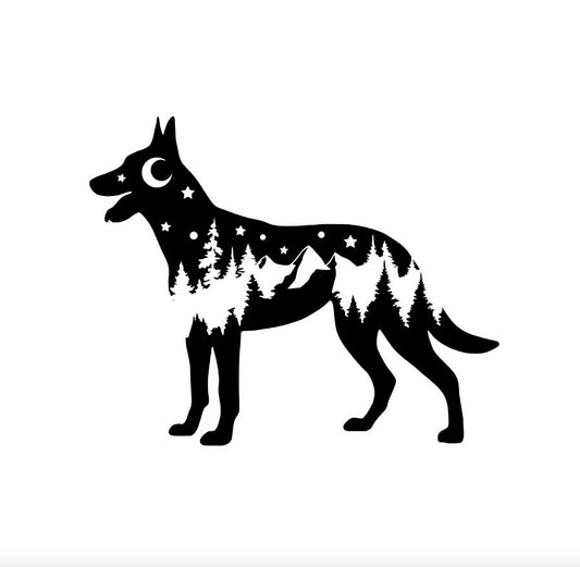 Adventure Belgian Malinois decal, Belgian Shepherd nature bumper sticker, dog sticker, decal/bumper sticker, GSD decal, PNW, Maligator