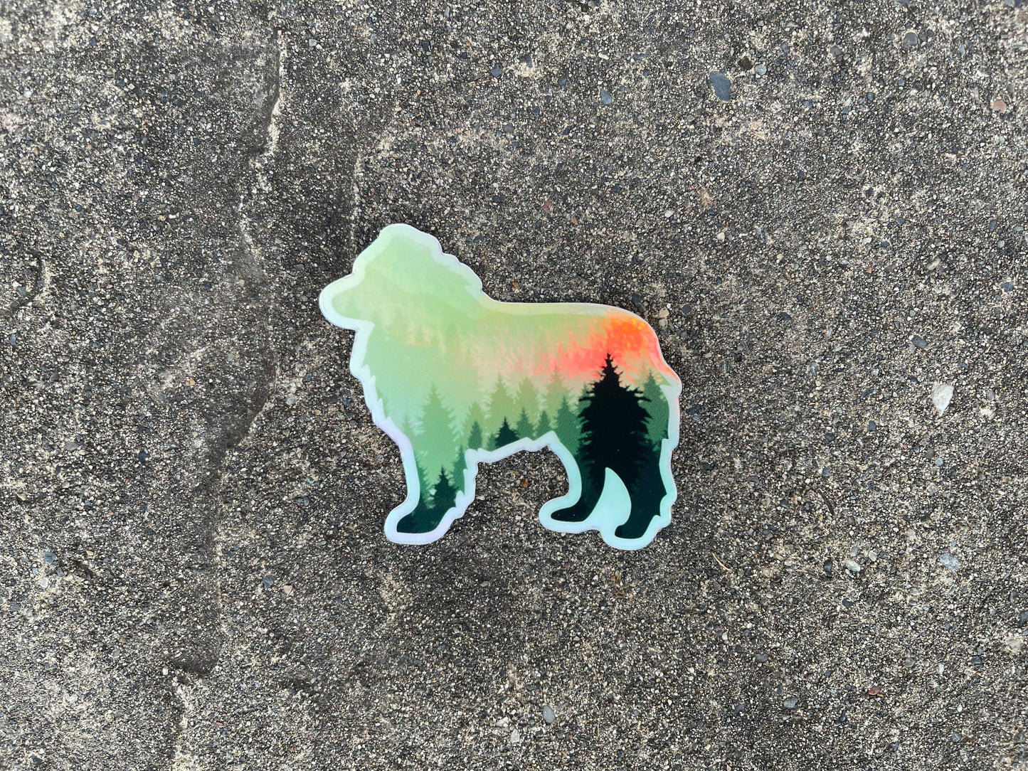 Adventure Aussie Sticker, Australian Shepherd PNW holographic sticker, Nature dog sticker, Australian shepherd hydroflask sticker, PNW