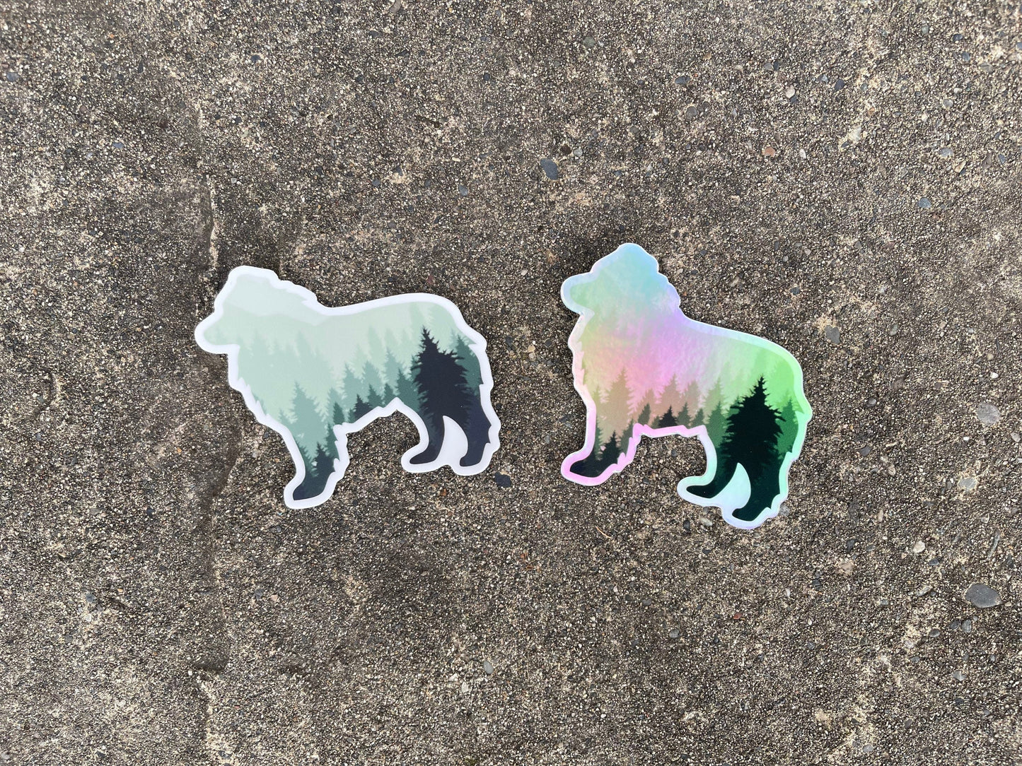 Adventure Aussie Sticker, Australian Shepherd PNW holographic sticker, Nature dog sticker, Australian shepherd hydroflask sticker, PNW