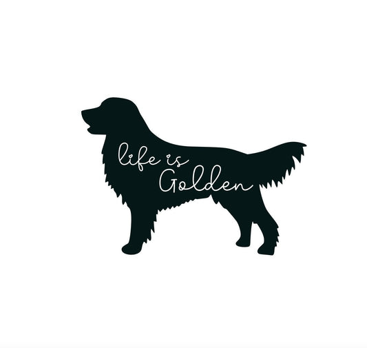 Golden Retriever decal, life is golden, golden retriever bumper sticker, dog mom, dog sticker, permanent decal/bumper sticker, golden decal