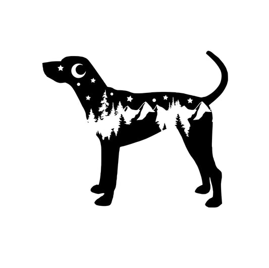 Coon Hound decal, adventure Coon Hound, Coon Hound bumper sticker, dog mom, dog sticker, permanent decal/bumper sticker, Coon decal, PNW