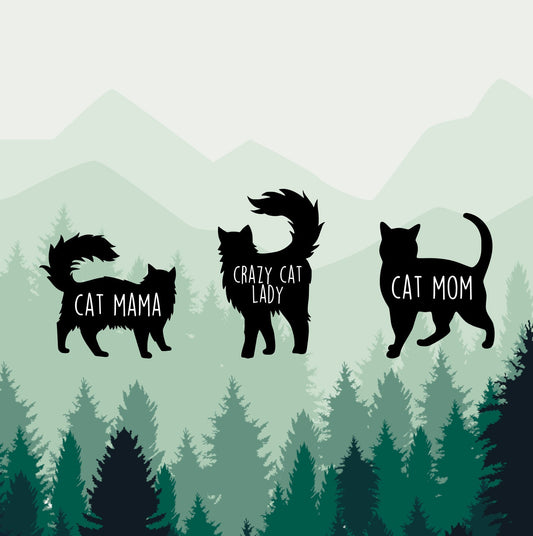 Cat Mom decal, Long Haired Cat mom bumper sticker, crazy cat mom, cat sticker, permanent decal/bumper sticker, kitty decal, crazy cat lady