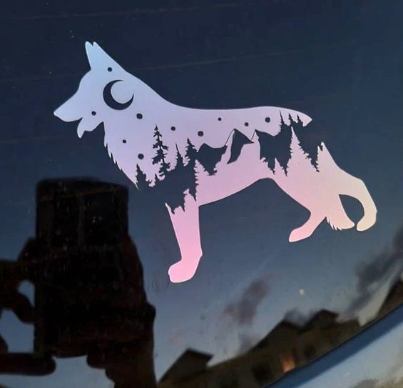 Adventure German Shepherd decal, Shepherd nature bumper sticker, dog sticker, permanent decal/bumper sticker, GSD decal, PNW
