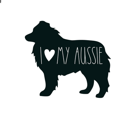 I love my Aussie decal / Australian Shepherd Bumper Sticker / Aussie Sticker/Decal / I love my Australian shepherd Sticker / Aussie Shepherd