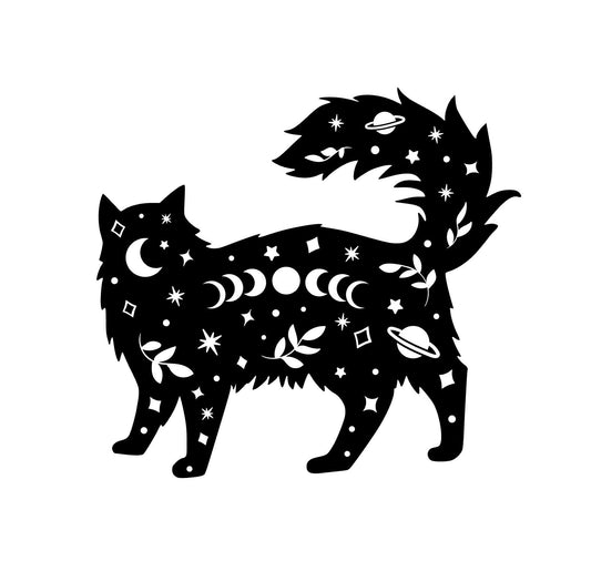 Long Haired Space Cat Decal, Mystical Kitty Bumper Sticker, Space Cat Decal, cat mom decal, cat sticker, Kitty bumper sticker, cat lover
