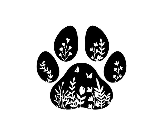 Nature Wildflower Paw Print Dog decal, PNW Paw Print sticker, dog mom, dog sticker, permanent decal/bumper sticker, nature decal, wildflower